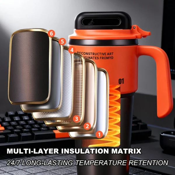 T-8 Cyber Stainless Steel Vacuum Insulated Tumbler – Large Capacity, Portable for Men, Ideal for Outdoor and Car Use